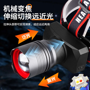 Lampe frontale LED rechargeable en alliage d'aluminium, lumière blanche à intensité variable, portable pour la pêche et les activités de plein air - Product Image 1
