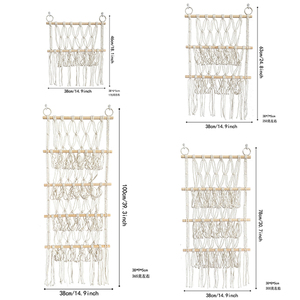 Bohemian Style Hand-Woven Cotton <strong>Rope</strong> <strong>Shelf</strong> for Hanging Children's Room Storage with Doll Book Decoration Wall <strong>Shelf</strong> - Product Image 6