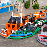 Parcours d'obstacles gonflable en PVC le plus grand du monde, parcours d'obstacles fou de 5 km, couleur personnalisée, installation facile, garantie de 3 ans, Wanyun