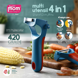 Éplucheur de légumes en acier inoxydable Anax 4 en 1, outil manuel pour éplucher les fruits et les légumes, poignée ergonomique, coupe-légumes de cuisine - Product Image 2