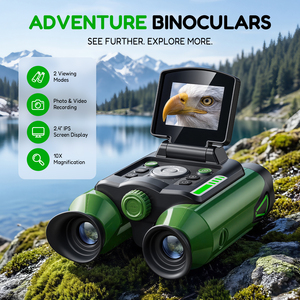 <span class=keywords><strong>Jumelles</strong></span> d'aventure en plein air pour enfants avec caméra, zoom optique 10X, écran IPS 2,4 pouces, vision nocturne, kit d'exploration de la nature STEM - Product Image 1