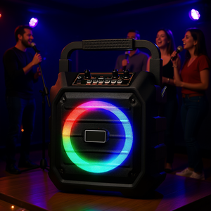 Machine de karaoké portable avec 2 micros sans fil, lumières LED RGB, batterie rechargeable pour adultes - Product Image 2