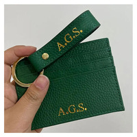 Tempat Kartu Bisnis Kulit Asli Wanita Pria Tipis 7 Slot Fashion Tanpa Penutup Logo Debossed Dompet Kartu Kredit Kartu Bank