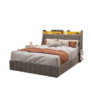Letto matrimoniale XDS Luxury Furniture con contenitore, imbottito in tessuto trapuntato moderno, con struttura in metallo. - Product Image 6