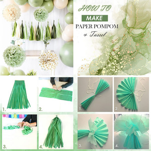 Nouvel Arrivage : Ensemble de Ballons Verts, Pompons en Papier, Fleurs – Accessoires Décoratifs pour Arche de Fête (Baby Shower, Remise de Diplôme, Fête des Mères) - Product Image 4