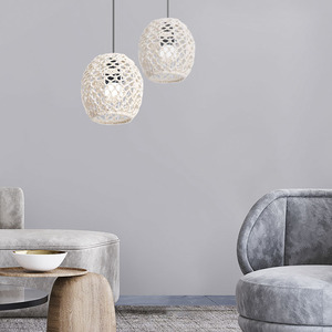 Nordic Bohemian Cotton <b>Rope</b> Lampshade E27 Round Off White Fabric Pendant <b>Light</b> For Living Room Guesthouse Restaurant - Product Image 3