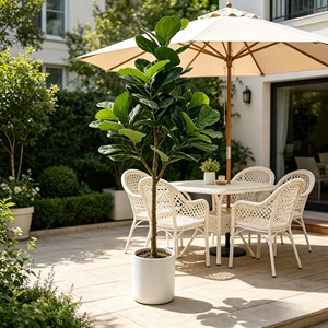 <b>Artificial</b> <b>Tree</b> Green Potted with Piano Leaf Banyan Ornaments for Living Room Floor Simulation - Product Image 6