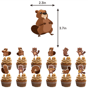 Décorations d'anniversaire sur le thème du <span class=keywords><strong>castor</strong></span> : Bannières Joyeux Anniversaire, Guirlande de drapeaux, Décoration de gâteau, Décorations de cupcakes, Ballons imprimés à l'hélium, Décorations de jouets - Product Image 2