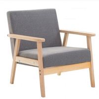 Le style japonais d'OEM conçoit le fauteuil tapissé de bois de tissu pour le salon avec la chaise de sofa de jambes en bois solide