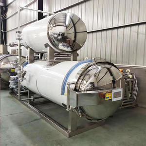 Sterilizzatore elettrico automatico industriale orizzontale a vapore bevande in scatola carne salsiccia di Sardine tonno pesce Autoclave storta - Product Image 1