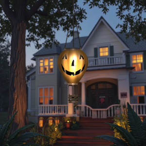 Pumpkin Flame Solar Powered LED Hanging Halloween Party Decor Light com Controle de Voz IP65 80CM Garantia de 3 anos - Product Image 1