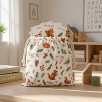 Pochette en toile de coton imprimée pleine surface de luxe avec cordon de serrage pour cadeaux, cosmétiques, bijoux, maquillage, emballage personnalisé avec logo imprimé, anti-poussière