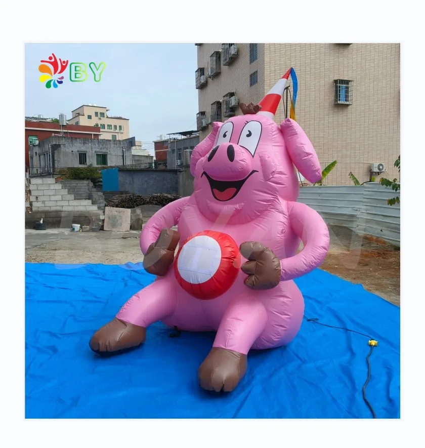 Globo inflable de suelo Rosa BOYAN, modelo de cerdo inflable gigante para anuncio/evento/fiesta