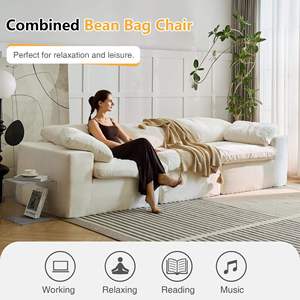 Envío Gratis Sofá Modular Blanco de <span class=keywords><strong>120</strong></span> Pulgadas para Villa Moderna, Apartamento o Centro Comercial, con Cojines Afelpados y Conjuntos para Sala de Estar - Product Image 2