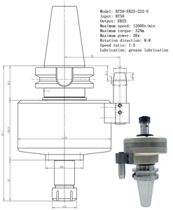 Reductor de velocidad de husillo de alta velocidad 1:3 BT40/BT50 para centro de mecanizado, cabezal de husillo de alta velocidad, portaherramientas de alta velocidad 1:5 - Product Image 1