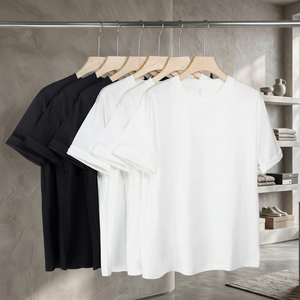 T-shirt pour homme à col rond, basique, tricoté, 100% coton biologique peigné, de haute qualité, classique, confortable, écologique, respirant, uni - Product Image 3