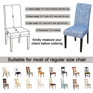 Juego de fundas modernas para sillas Parsons de rayas azules de 4 piezas, poliéster duradero lavable extraíble de alta elasticidad para el comedor del hogar - Product Image 5