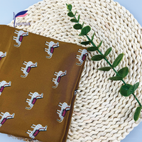 Kain Sutra Murni 100% Tenun Crepe De Chine 16mm 70gsm Motif Unta Cetak Hewan Elastis Ringan Gaun Anak Perempuan Syal Pernikahan