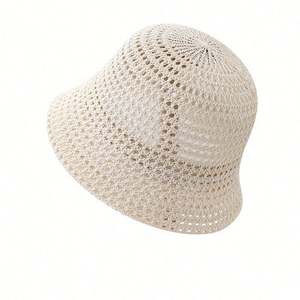 Chapeau Bob en Tricot Creux Simple Style Japonais pour l'Été, la Plage et les Voyages en Extérieur - Product Image 5