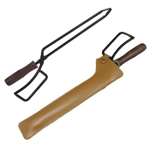 Pinzas para carbón para barbacoa de camping al aire libre, en stock, con estuche de cuero, bolsa de almacenamiento de utensilios de cocina estilo japonés, cuero PU - Product Image 1