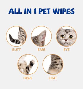 Lingettes spéciales pour chiens et chats, pour les fesses, les pieds, les déchirures, les taches, le déodorant, les lingettes humides - Product Image 2