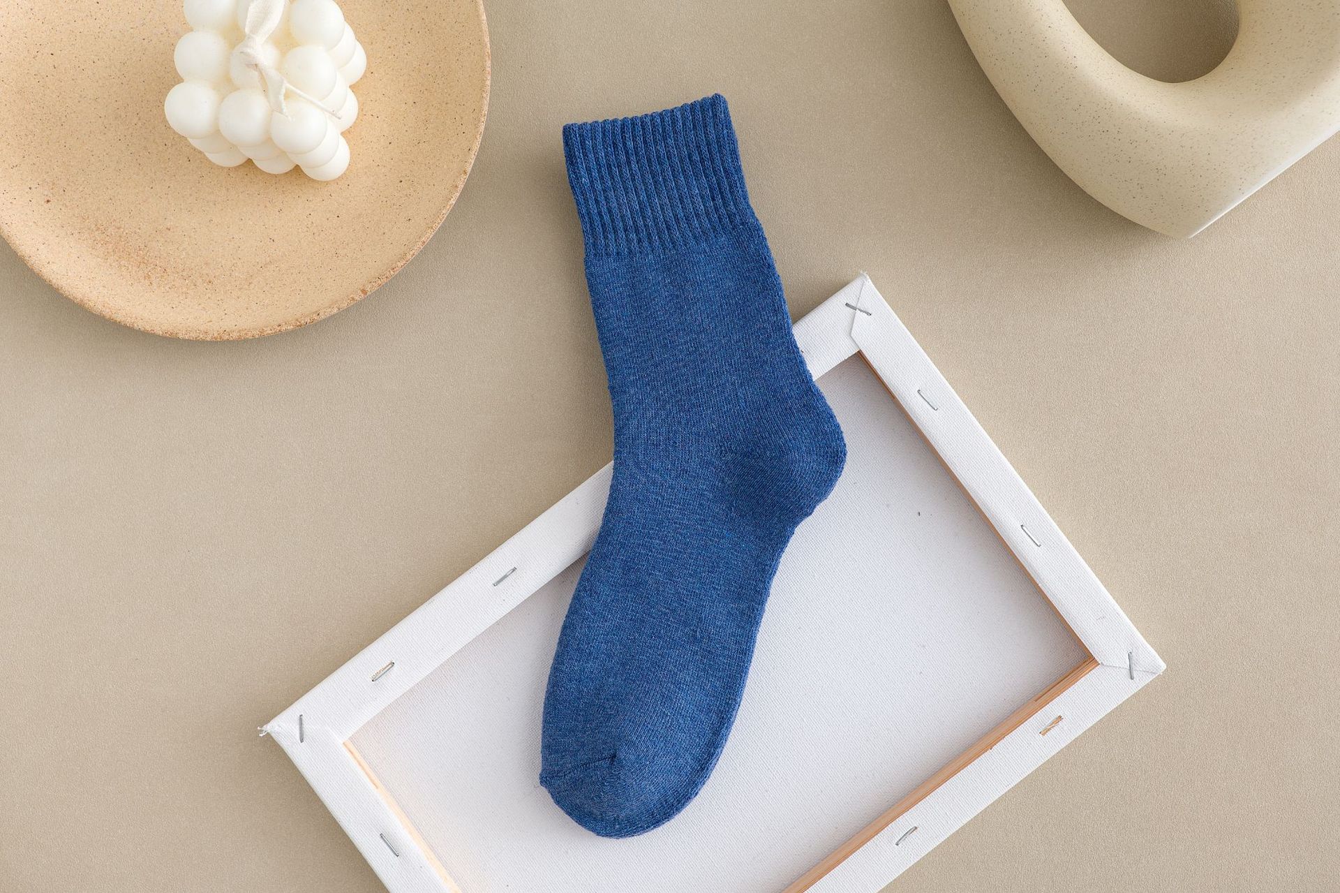 Womens terry socks-denim blue