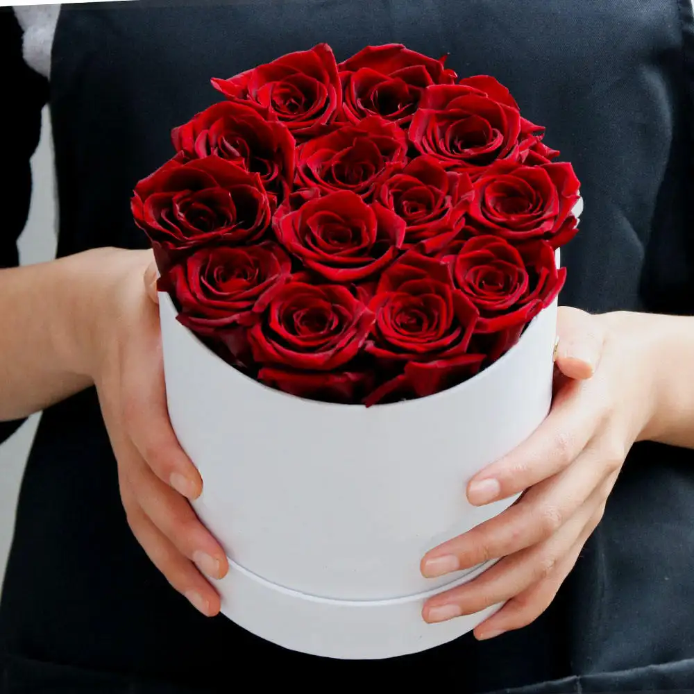 صندوق زهور الورد للأبد للبيع بالجملة ورود طبيعية مستقرة داخلية محفوظة للكريسماس وزينة عيد الحب والزفاف