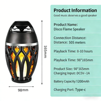 Haut-parleur torche LED sans fil d'extérieur avec système multi-synchronisation sans fil, haut-parleur de patio un-vers-plusieurs pour le camping