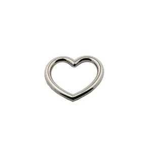 Fashion bag hardware decoration silver heart shape alloy hook for webbing