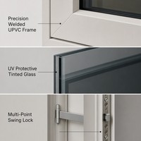 Ventana Abatible de UPVC con Diseño Hermoso y Personalizado, Resistente a Huracanes, con Vidrio Tintado para Casas en las Bahamas