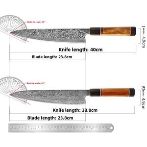 Couteau de chef professionnel de haute qualité en acier Damas vintage, durable, Santoku, hachoir à viande, boucher, ambidextre, bois - Product Image 1