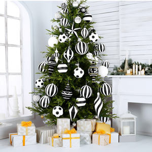 Haute qualité PVC boule suspendue décoration de noël noir blanc peint arbre Arrangement ornements pour magasin scènes maison tentures - Product Image 2