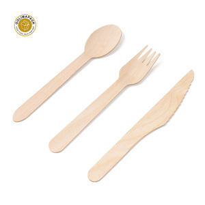 Cucchiaio per posate in legno biodegradabile OOLIMA cucchiai di legno piccoli posate in legno coltello usa e getta forchetta cucchiaio tagliacapelli usa e getta all'aperto - Product Image 4