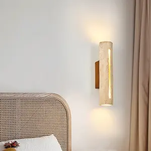 Lámpara de pared de travertino natural LED para estilo Wabi Sabi, sala de estar, dormitorio, escalera, pasillo, decoración de piedra, candelabro para hoteles - Product Image 3