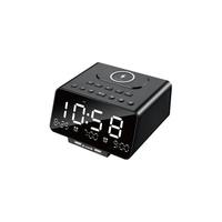 Jam Alarm Speaker EASTON Hotel Matt Black dengan Port Pengisian Daya USB Ganda, Remote Control, dan Layar LCD yang Dapat Diredupkan