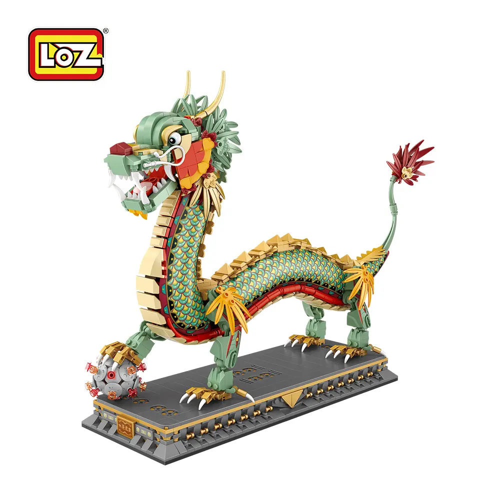 LOZ1928 drago che gioca con perle China-Chic Building Blocks Puzzle per adulti piccoli granuli giocattoli assemblati regalo modello in stile cinese