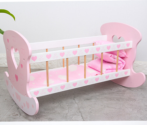 COMMIKI en <span class=keywords><strong>bois</strong></span> bébé poupée berceau semblant meubles <span class=keywords><strong>lit</strong></span> enfants jeu <span class=keywords><strong>de</strong></span> rôle jouet petit <span class=keywords><strong>lit</strong></span> pour filles et garçons éducatif Playhouse jouet - Product Image 3