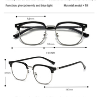 Montures optiques TR90 pour hommes, lunettes photochromiques, lunettes anti-lumière bleue, verres correcteurs, lunettes sur ordonnance personnalisées pour hommes
