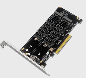 Adaptor Pengontrol Motherboard Dual <span class=keywords><strong>M</strong></span>.<span class=keywords><strong>2</strong></span> NVME RAID PCI-E X8, Kartu Pemisah Ke SATA 10 Port Kartu Adaptor JMB585 Chip PCIe3.0/4.0 - Product Image 2