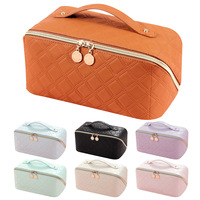 Grande trousse de maquillage matelassée, organiseur de cosmétiques portable, pochette imperméable avec poignée
