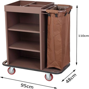 Heavy Duty <b>Plastic</b> 3 Layer Hotel Linen Storage <b>Trolley</b> Lightweight Housekeeping Service Cart with Silent Casters for Hotel Motel - Product Image 1