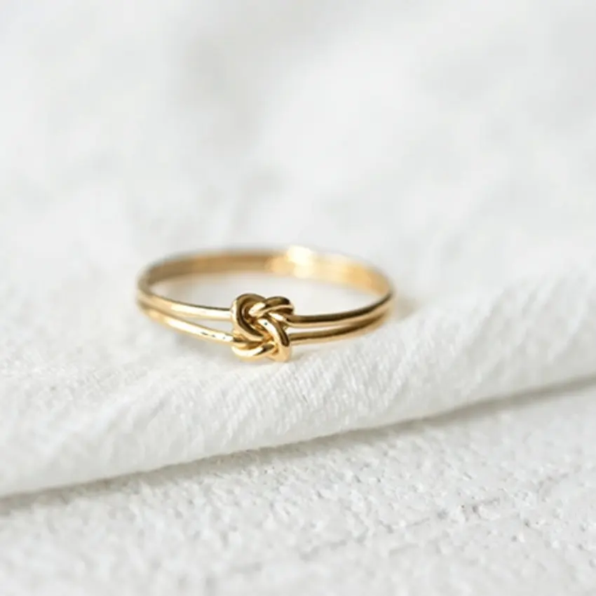 Anéis de compromisso do infinito dourado 18k, aço inoxidável banhado a ouro amor, nó, noivado, joia para presente