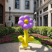 Grandes sculptures florales en fibre de verre peintes pour l'extérieur, résistantes aux intempéries, art végétal vert, décoration de jardin, œuvre d'art durable et personnalisée Love Te Shi