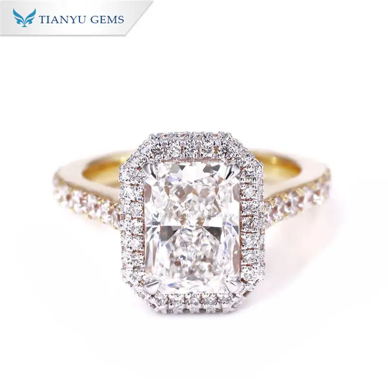Tianyu Custom 14K 18K Women Radiant Cut VVS Engagement Solid White Yellow Gold Lab Grown Diamond Wedding Ring With IGI Certified