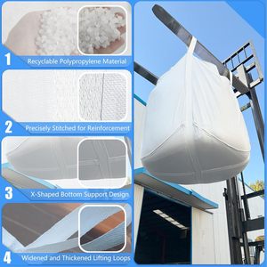 Sac en vrac Huamaohengchun - Capacité de 4400 lb, 35x35x43 pouces, Polypropylène (PP), Ouverture supérieure, Blanc, Rectangulaire, Réutilisable - Product Image 4