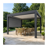 Pergola bioclimatique motorisée sur mesure avec toit, auvent, gazebo, pergola avec revêtement en poudre et drainage intégré pour terrasse, villa, jardin
