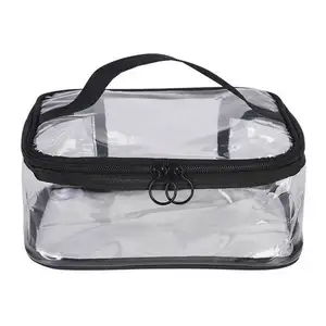 PVCバッグ包装透明ブラックビニール化粧品バッグ