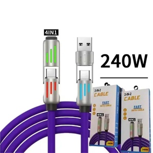 สายชาร์จเร็วแบบซิลิโคน Flow Type 240W หัว USB เป็น Type-C  วัสดุอะลูมิเนียมอัลลอยด์ 4 in 1 สายชาร์จซิลิโคนแบบหลายหัว USB 240w - Product Image 1