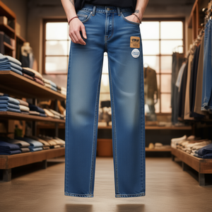 Jeans de Mezclilla de Corte Recto y Cintura Media para Hombre, Marca Meraj Sports, Logotipo Personalizado, Tallas Grandes, Estilo Casual de Algodón, Servicio OEM - Product Image 2