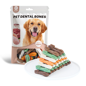 Venta al por mayor no tóxico Etiqueta Privada saludable pollo carne sabor hueso perro masticar golosinas Limpieza de dientes cuidado dental golosinas naturales para perros - Product Image 1